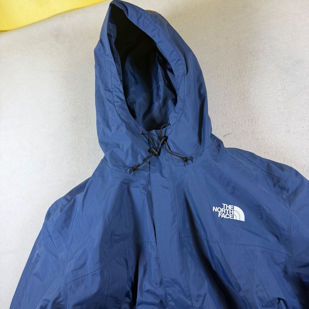 The North Face Mens XXL Navy Blue Hooded Fleece Lined Rain Jacket Windbreaker